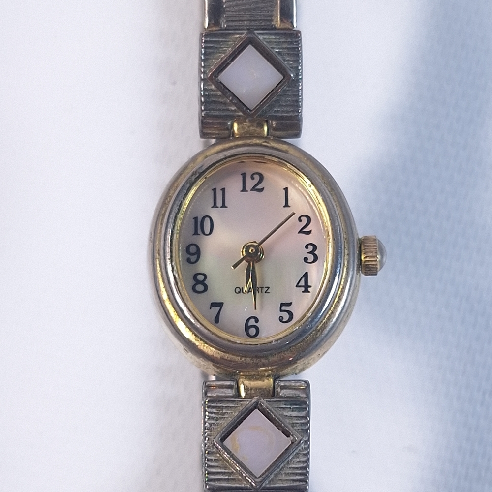 Vintage MZ Berger Two-Tone Quartz Ladies Watch Mother-of-Pearl Dial